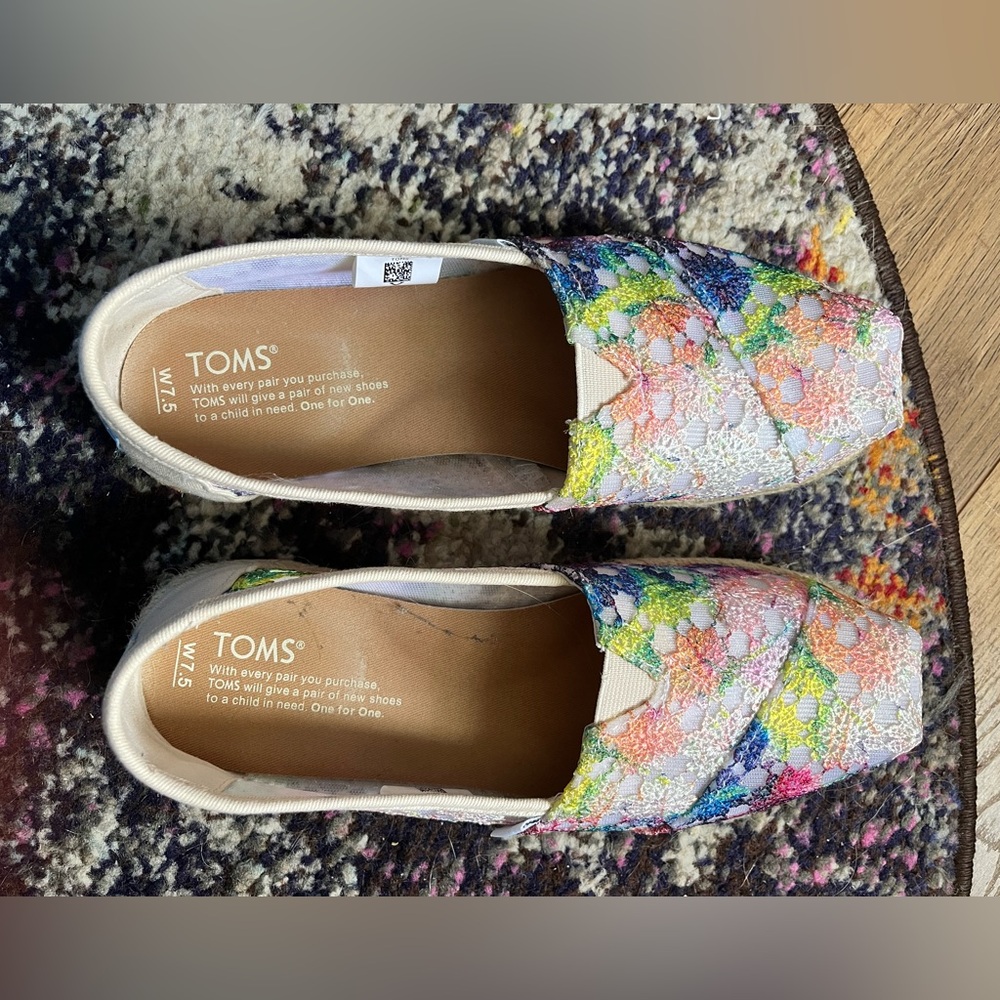 Toms Multi Tie Dye Crochet Rope Sole Slip Ons